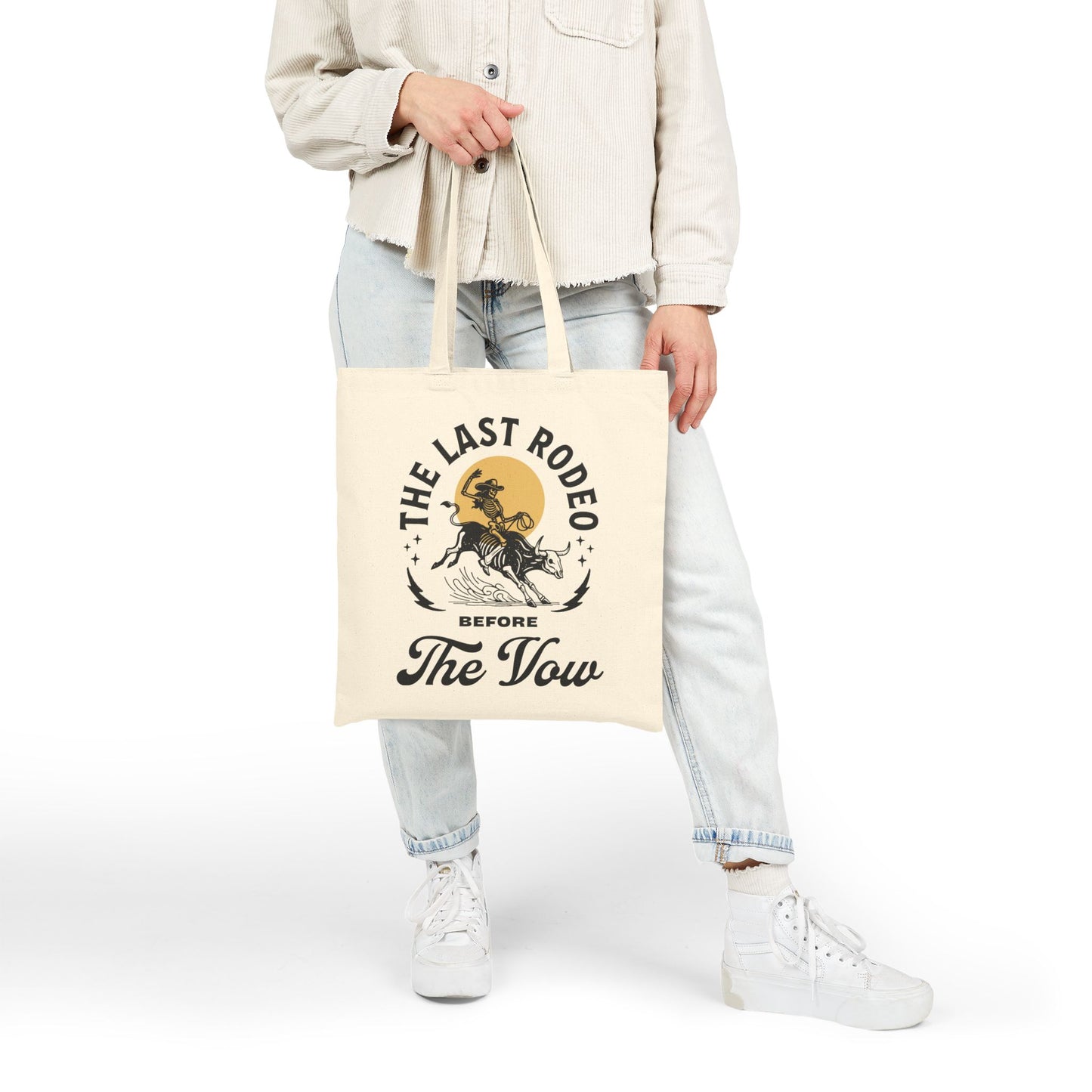 Last Rodeo Before the Vow Canvas Tote Bag - Perfect Bridal Shower Gift, Western Bachelorette Party Tote, Country Wedding Keepsake